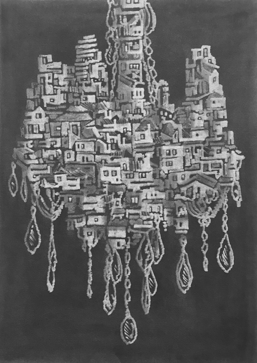 John Bowman, Refuge, 2017, Graphite on paper, 30 x 22 inches