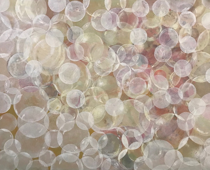 Erin Parish, Subatomic, 2018, Oil and resin on canvas, 48 x 60 inches