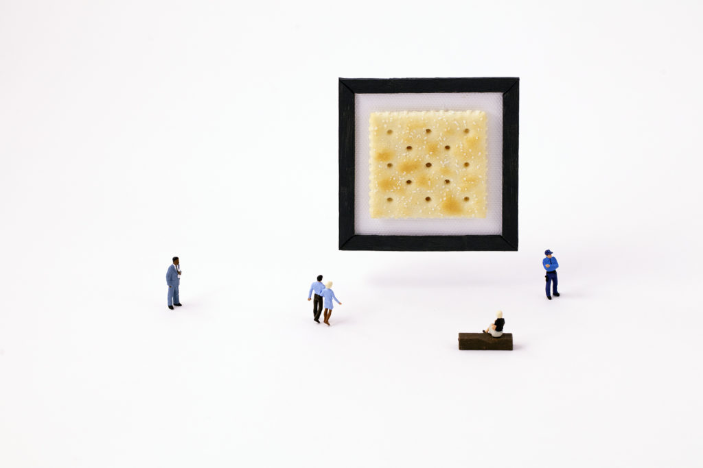 Christopher Boffoli, Cracker Exhibit, 2018, Archival ink print with acrylic dibond mounting, 12 x 18, 24 x 36, 32 x 48, 48 x 72 inches