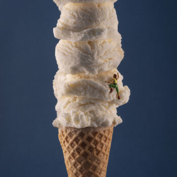 Christopher Boffoli, Ice Cream Climber, 2023, Archival ink print with acrylic dibond mounting, Available in various sizes