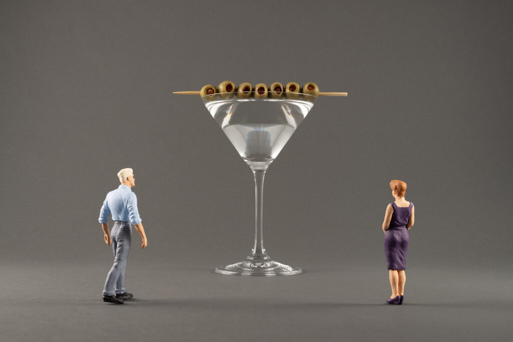 Christopher Boffoli, Martini Couple, 2023, Archival ink print with acrylic dibond mounting, Available in various sizes