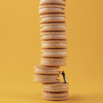 Christopher Boffoli, Oreo Jenga, 2023, Archival ink print with acrylic dibond mounting, Available in various sizes