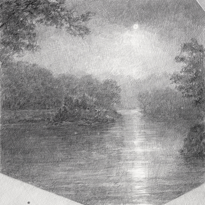 Ethan Murrow, State of Louisiana, 2014, Graphite on paper, 16 x 16 inches