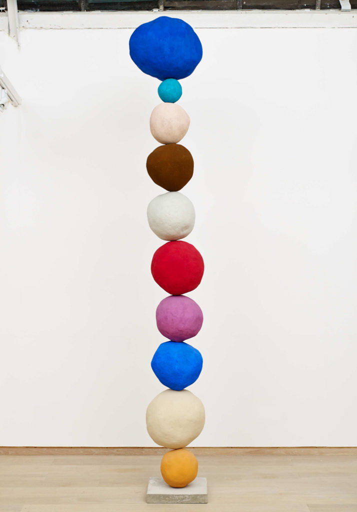 Annie Morris, Stack 10 Ultramarine Blue Extra Dark, 2014, Plaster, sand, polystyrene, raw pigment, steel and concrete base, 127 x variable inches