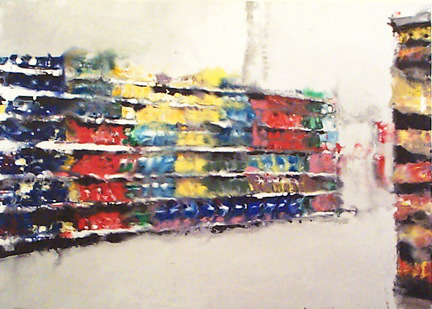 Supermarché #3, 2001, Encaustic on canvas on wood, 29 1/2 x 41 inches