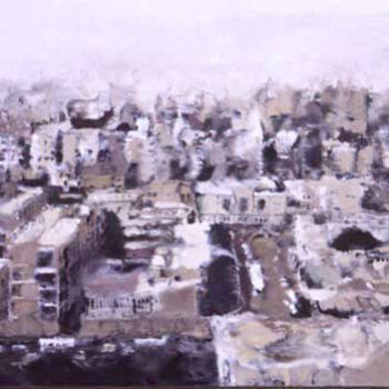 Le Caire, 2001, Encaustic on canvas on wood, 45 x 57 1/2 inches