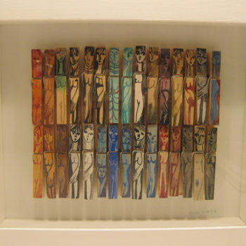 Annie Morris, Untitled, 2010, Watercolor, gouache, and oil on wooden clothes pins, 9 1/4 x 11 1/4 inches