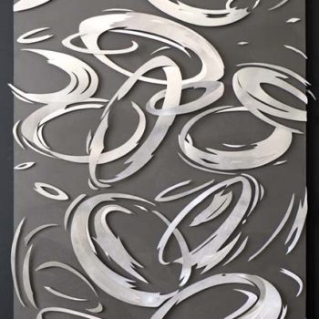 Andreas Kocks, Some Song and Dance, 2014, Aluminum leaf on watercolor paper on wood, 46 x 35 inches x 2 5/8 inches