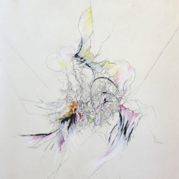 Julia von Eichel, Smash, 2016, Oil pastel and graphite on Mylar, 36 x 39 inches