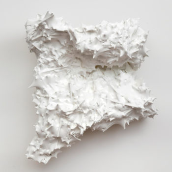 Julia von Eichel, Collapsing, 2014, Silk, acrylic, wood, thread, plastic and epoxy, 36 x 32 inches x 16 inches