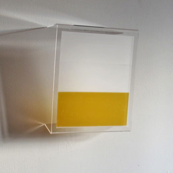 Heather Hutchison, Sleepy Golden, 2015, Plexiglas, film, wax, 12 x 10 inches x 3 5/8 inches
