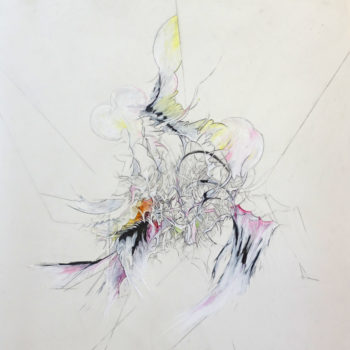 Julia von Eichel, Smash, 2016, Oil pastel and graphite on Mylar, 36 x 39 inches