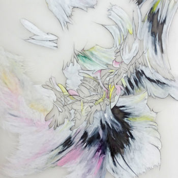 Julia von Eichel, Untitled, 2016, Oil pastel and graphite on Mylar, 39.5 x 20 3/4 inches