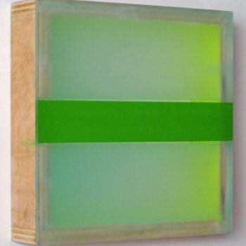 Heather Hutchison, Very Verdant, 2012-2013, Plexiglas, beeswax, birch, pigment, enamel, vinyl, 11 3/8 x 11 3/8 inches x 2 3/4 inches