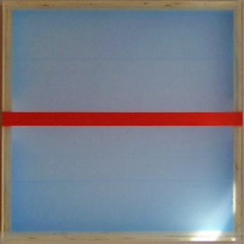 Heather Hutchison, Divided Light (Vermillion), 2008, Plexiglas, birch, enamel, beeswax, pigment, 18 x 18 3/4 inches x 2 3/4 inches