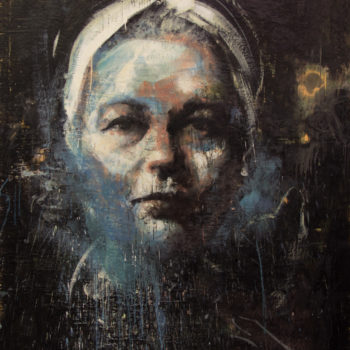 Tony Scherman, Simone de Beauvoir (14063), 2012-14, Encaustic on canvas, 84 x 72 inches