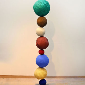 Annie Morris, Stack 8 Viridian Green, 2016, Foam core, pigment, metal, concrete, plaster and sand, 82 x variable inches