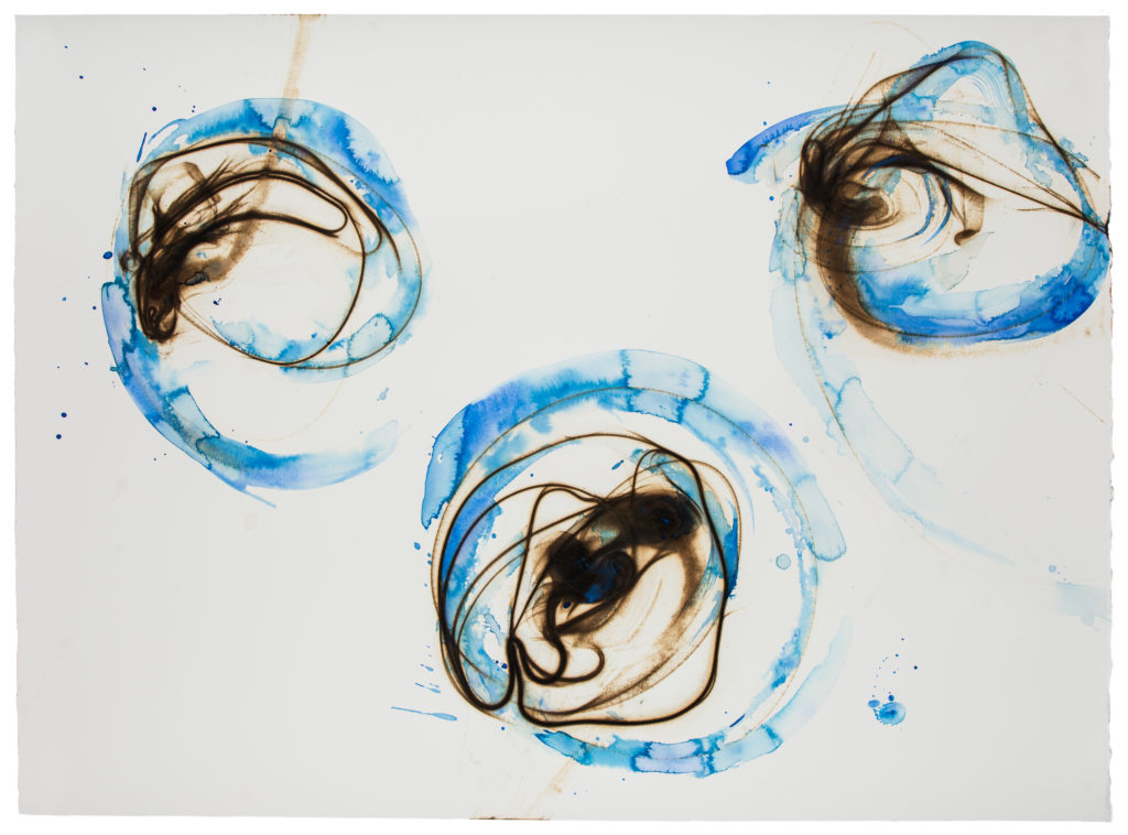 Etsuko Ichikawa, Vitrified 4718, 2018, Glass pyrograph and watercolor on paper, 38 x 52 inches