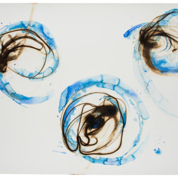 Etsuko Ichikawa, Vitrified 4718, 2018, Glass pyrograph and watercolor on paper, 38 x 52 inches