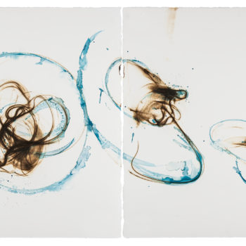 Etsuko Ichikawa, Vitrified 5618, 2018, Glass pyrograph and watercolor on paper, 30 x 45 inches