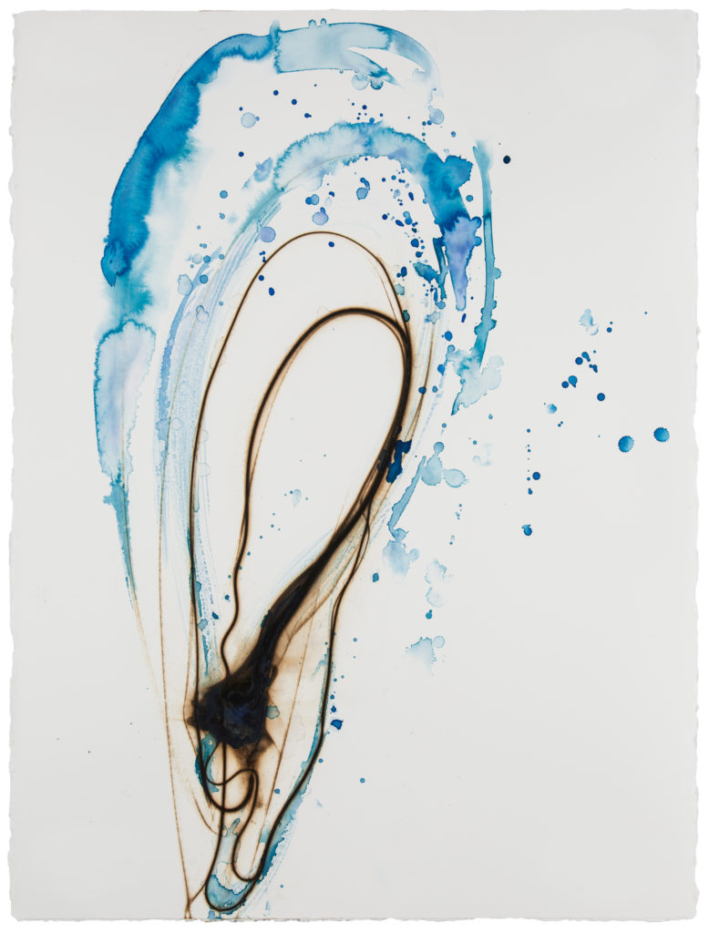 Etsuko Ichikawa, Vitrified 6018, 2018, Glass pyrograph and watercolor on paper, 30 x 22 1/2 inches
