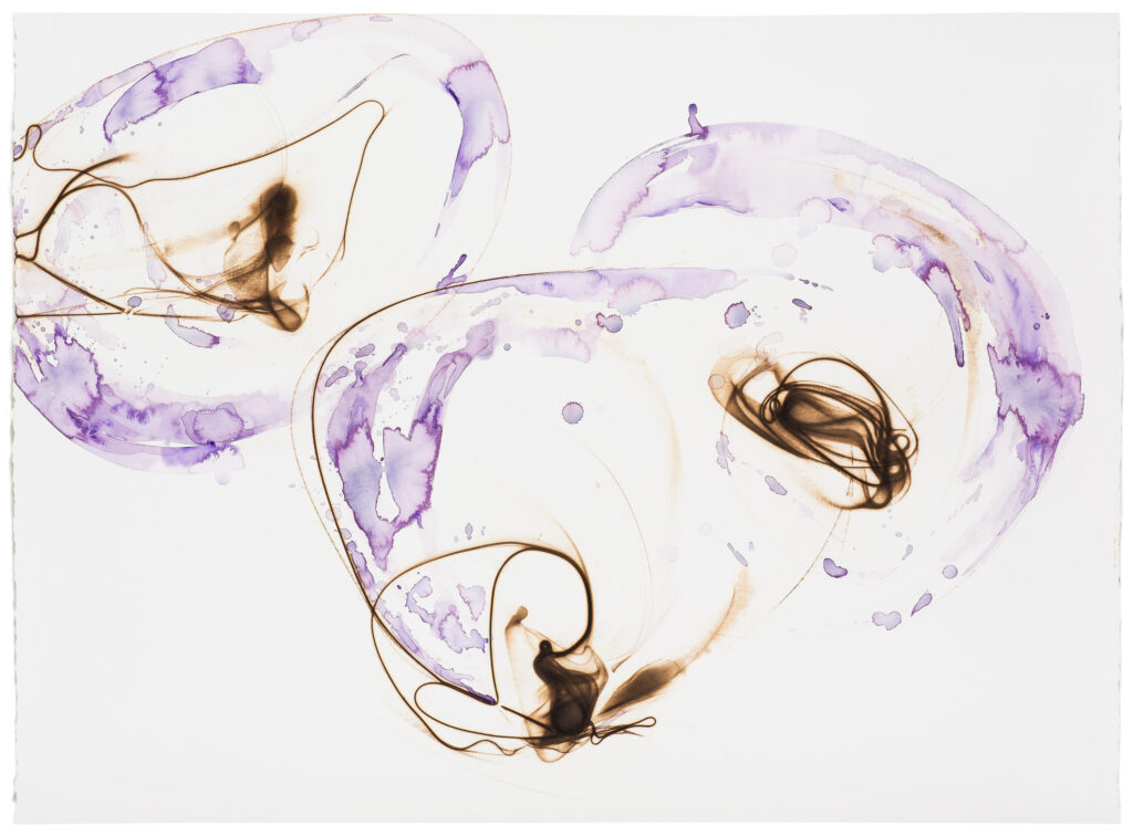 Etsuko Ichikawa, Vitrified 2018, 2020, Glass pyrograph and watercolor on paper, 38 x 52 inches (unframed)