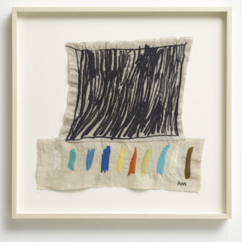 Annie Morris, Grid 11, Cobalt Blue Dark, 2017, Canvas, thread, 21 x 21 1/2 inches