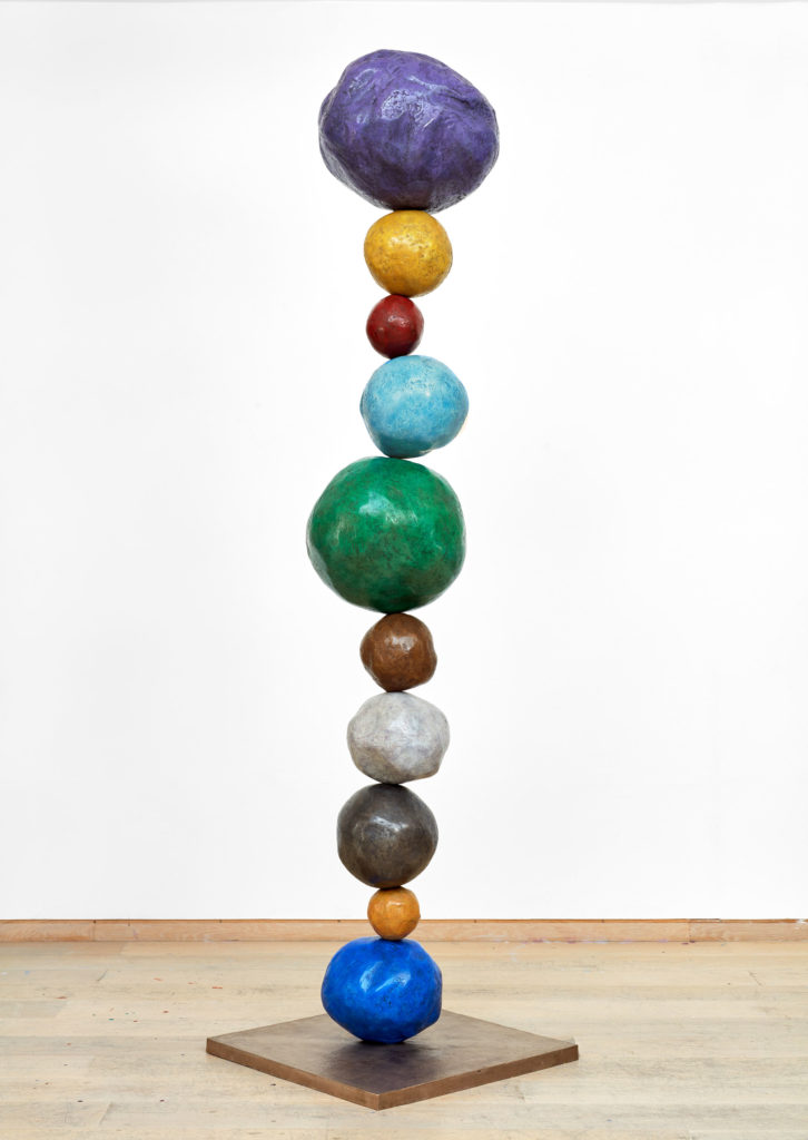Annie Morris, Bronze Stack 10, Studio Violet, Bronze with patinated surface, metal, 94.4 x 25 inches x 25 inches, 2017