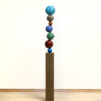 Annie Morris, Bronze Stack 7, Cobalt Blue Pale, 2017, Bronze with patinated surface, metal, 77 x 7 1/2 inches x 7 1/2 inches