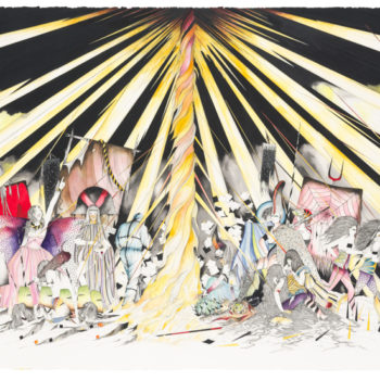 Jen Ray, Untitled, 2012, Watercolor and ink on handmade paper, 48 x 63 1/8 inches
