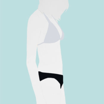 Natasha Law, Standing in Blues, 2017, Gloss on cartridge paper, 60 x 48 inches