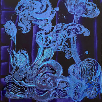 Catherine Howe | Mirror Leaf Painting (Blue Dog No. 1)