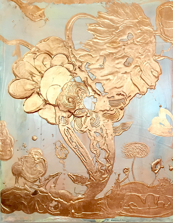 Catherine Howe, Opal Painting (Flower Garden #5), 2018, Copper leaf, mica pigments, acrylic medium, 48 x 36 inches