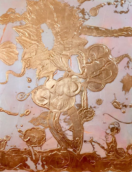 Catherine Howe, Opal Painting (Flower Garden #6), 2018, Copper leaf, mica pigments, acrylic medium, 48 x 36 inches