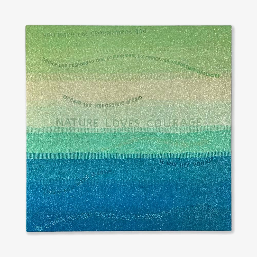 Stephanie Hirsch, Nature Loves Courage, 2021, Beads on canvas, 44 x 44 inches