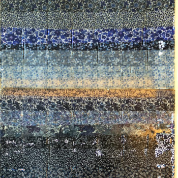 Jil Weinstock, Morbi Iibero Caeruleum Aquae Flores / Liberty Fabric Blue Waters Flowers, 2019, Rubber and fabric, 32 x 24 inches