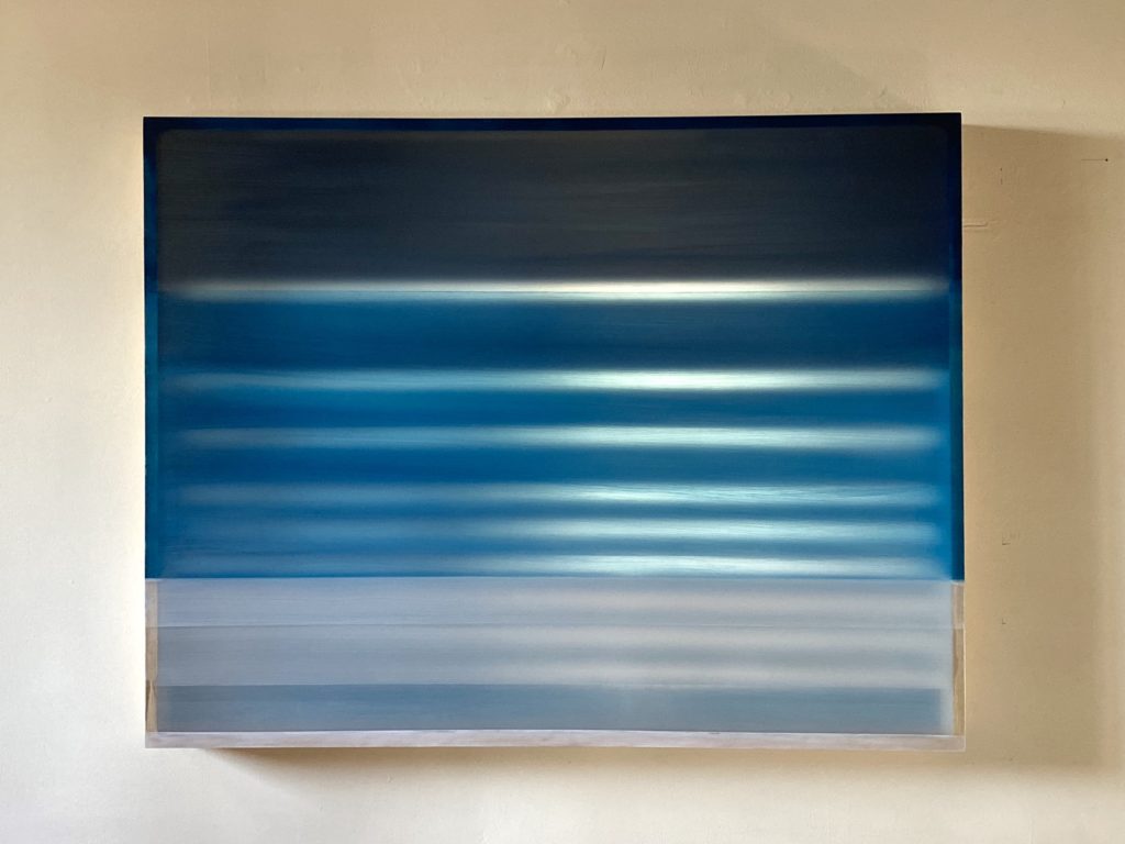Heather Hutchison, Stratocumulus, 2019, Mixed media, reclaimed Plexiglas, birch plywood box, 38 x 49 x 3 3/4 inches