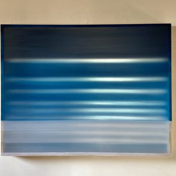 Heather Hutchison, Stratocumulus, 2019, Mixed media, reclaimed Plexiglas, birch plywood box, 38 x 49 x 3 3/4 inches, Sold