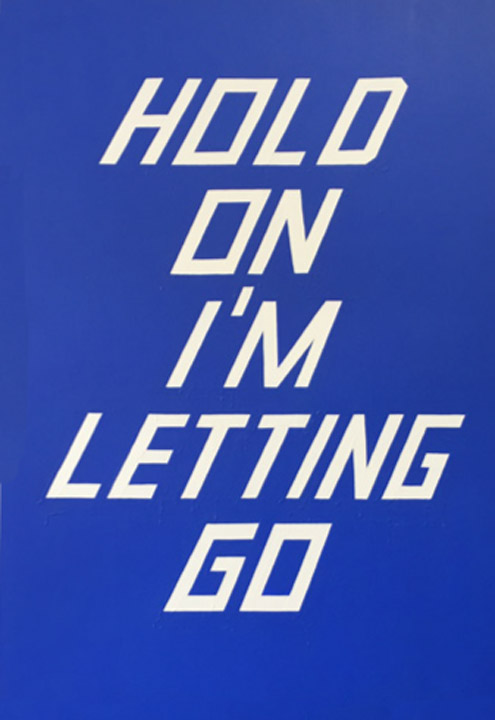 Scott Patt, Hold on I’m Letting Go, 2014, Cel-vinyl acrylic and matte varnish on cradled wood panel, 56 3/4 x 40 inches