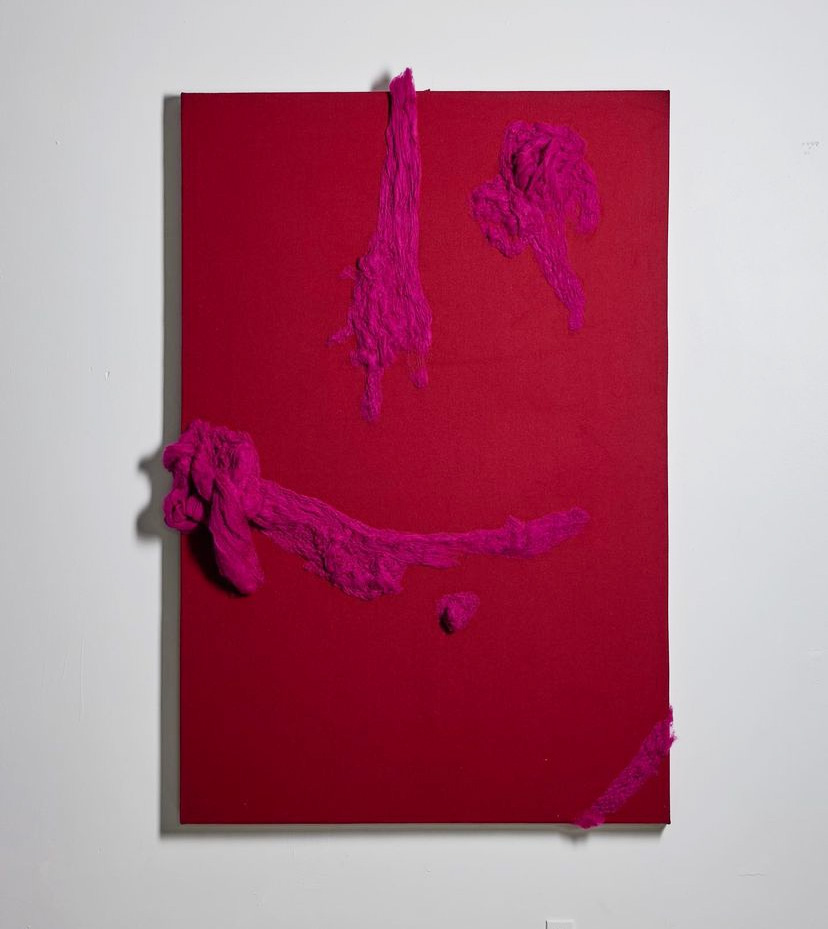 Peter Gronquist, Felted 3, 2022, Felted wool on stretched wool, 72 x 48 x 4½ inches