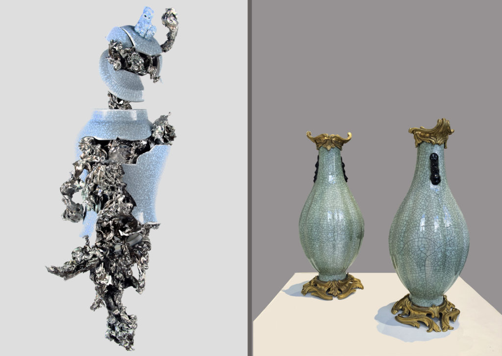 Peter Gronquist and Early 20th Century Ormolu-Mounted Chinese Craqulaured Celadon Vases