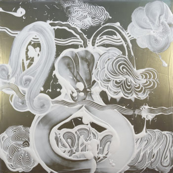 Catherine Howe, Dark Mica Painting (Flipper), 2020, Interference mica, carbon pigments and acrylic on canvas, 40 x 40 inches