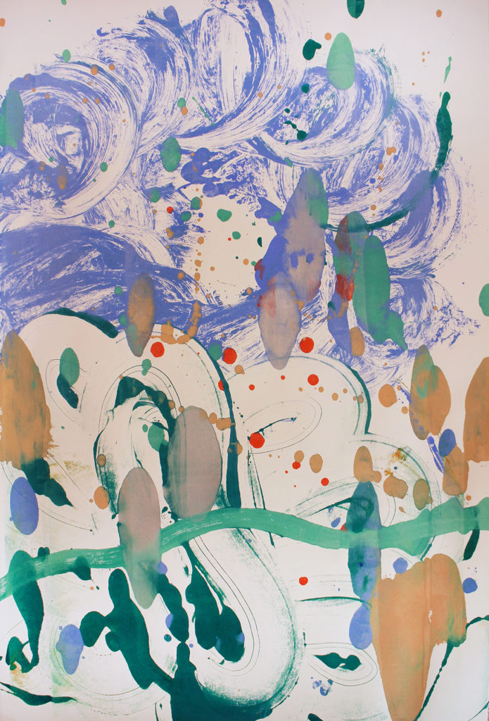 Catherine Howe, Monotype No. 17, 2020, Acrylic on rag paper, 40 x 26.5 inches