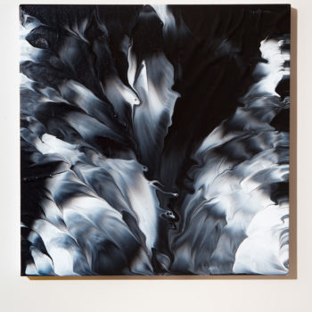 Ed Cohen, That strange arrangement of Black, 2020, Fluid acrylic on canvas, 18 x 18 inches