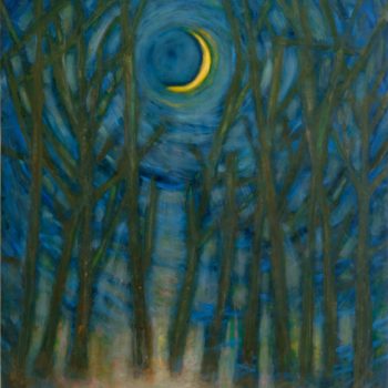 Katherine Bowling, Blue Moon, 2019, Oil on spackle on wood panel, 36 x 28 inches