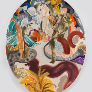 Susan Chen, The Traveller, 2019, Oil on canvas, 75 x 60 inches oval
