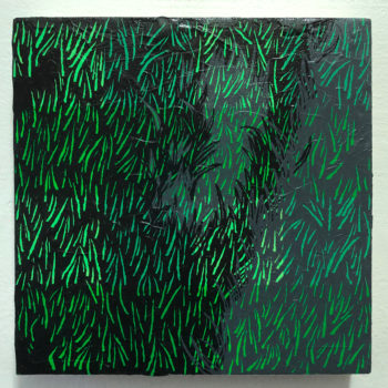 Dan Fig, Gerund II, 2020, Acrylic and molding paste on canvas over board, 10 x 10 inches