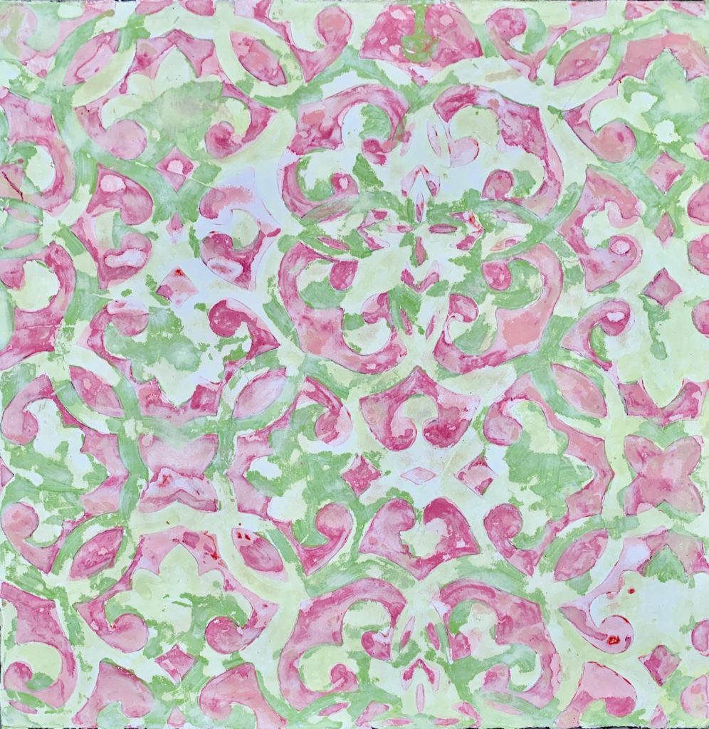 Nicole Charbonnet, Study for Pattern No. 4, 2020, Mixed media on paper mounted to wood panel, 25 x 25 inches