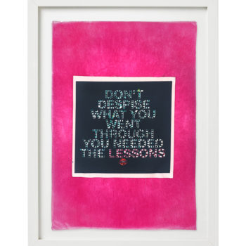 Stephanie Hirsch, You Needed the Lessons, 2020, Swarovski crystals on fabric, 20 x 14 inches (framed)