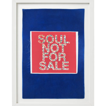 Stephanie Hirsch, Soul Not For Sale, 2020, Swarovski crystals on fabric, 20 x 14 inches (framed)